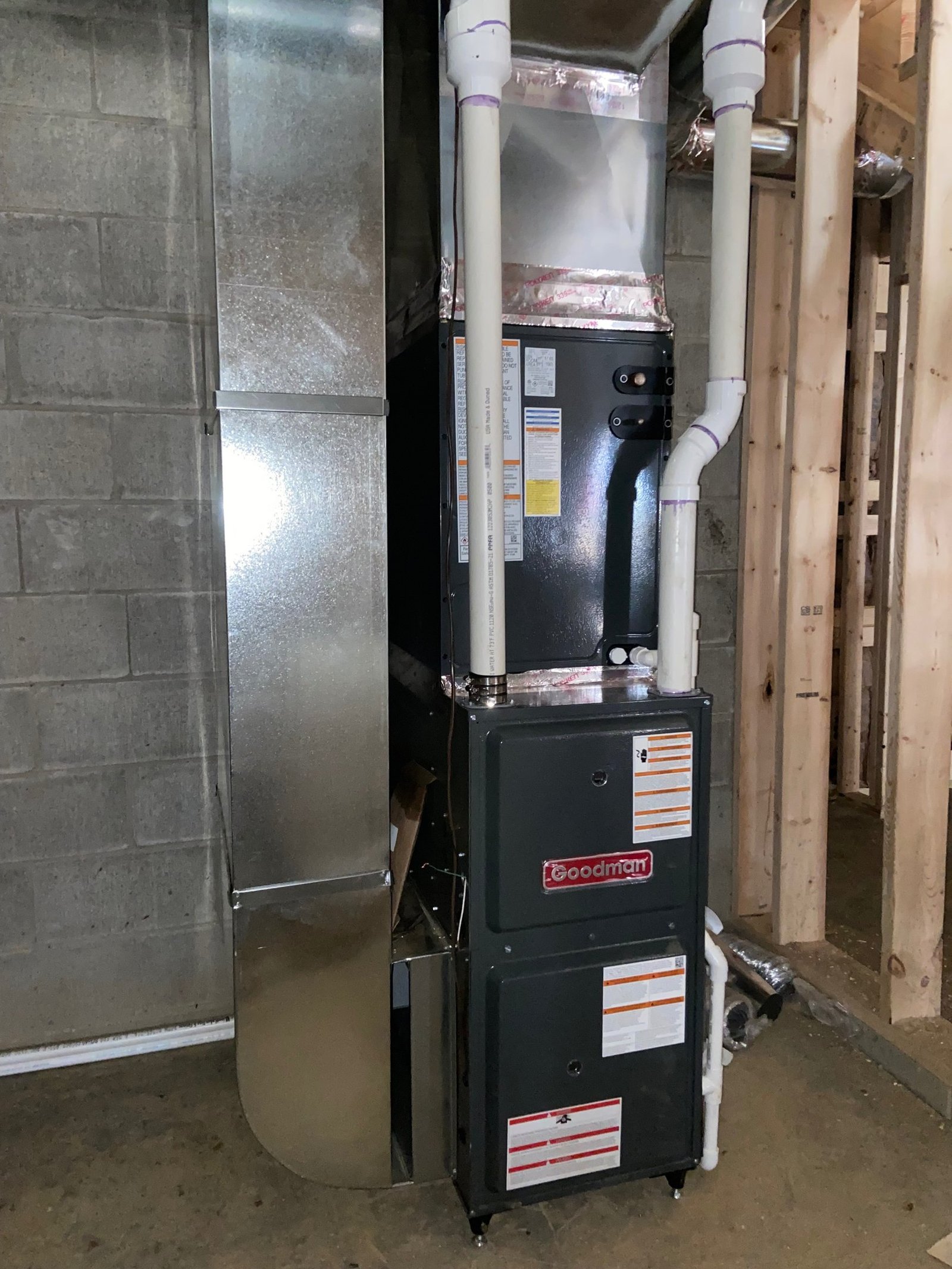 High-efficiency furnace installation